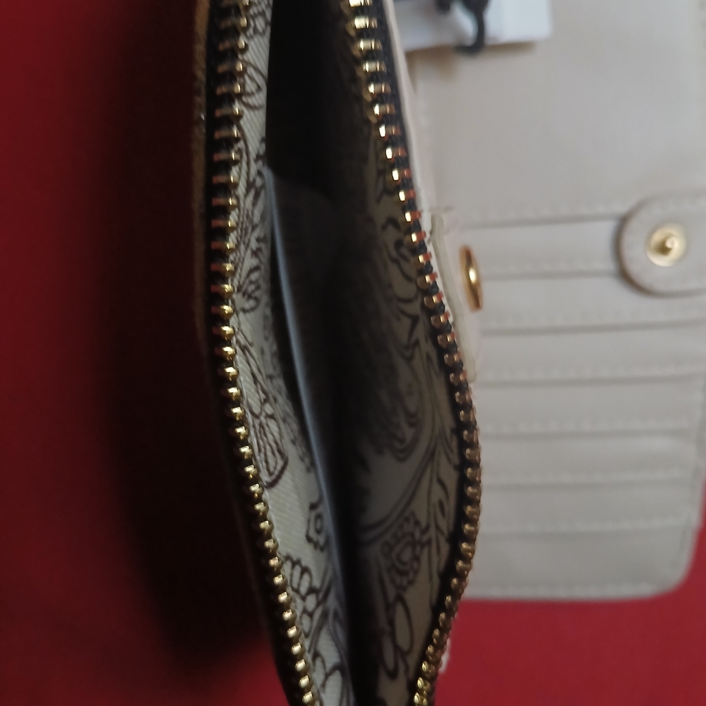 NWT Jessica Simpson Leopard Print Zip Around Wallet Wristlet Brown Gold Studded - Picture 6 of 7
